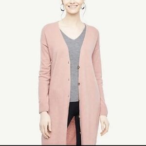 Ann Taylor Pink Knit Wool Cardigan Sweater